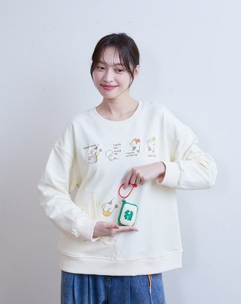 ➤LUCKY！貓貓打麻將多口袋大學T(兩色)