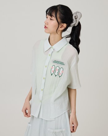 涼感天絲兩件式花花泡泡襯衫(兩色)