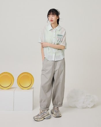 涼感天絲兩件式花花泡泡襯衫(兩色)