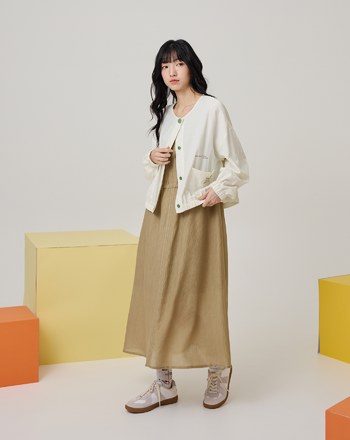 涼感天絲細褶拉鍊背心洋裝(兩色)