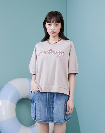 challenge十字繡花剪接涼感T恤(兩色)
