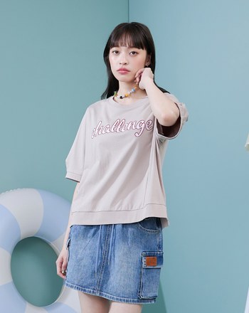 challenge十字繡花剪接涼感T恤(兩色)