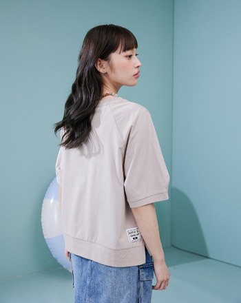 challenge十字繡花剪接涼感T恤(兩色)