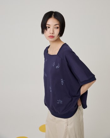 ➤旅行error印花寬鬆連袖T恤(兩色)