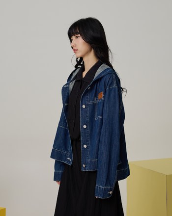 造型拔染涼感天絲麻牛仔連帽外套(兩色)