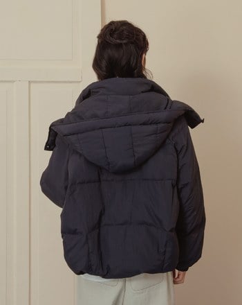 ➤撞色蓬蓬連帽羽絨外套(三色)