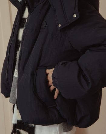 ➤撞色蓬蓬連帽羽絨外套(三色)