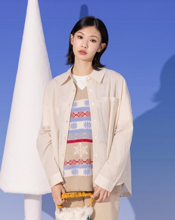 細條紋圓弧下擺長袖襯衫(兩色)