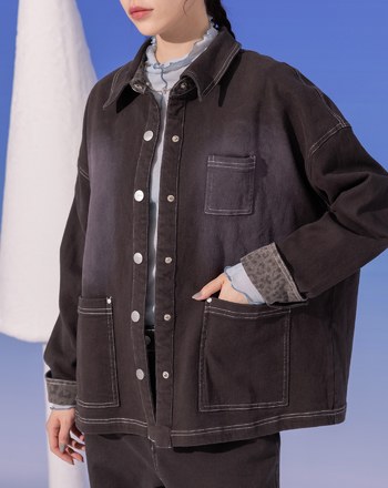 多口袋豹紋拼接襯衫外套(兩色)