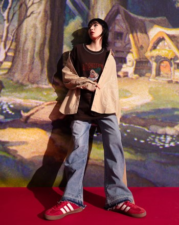 迪士尼系列 害羞鬼立體繡花條絨長袖襯衫(兩色)