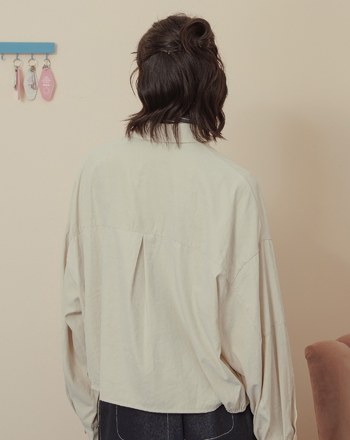 仿麂皮跳色造型廓型長袖襯衫(兩色)