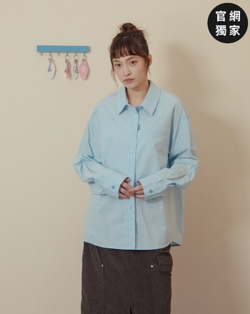 ➤廓型袖隱形口袋長袖襯衫(兩色)