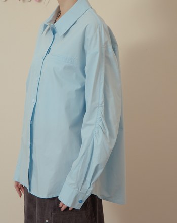 ➤廓型袖隱形口袋長袖襯衫(兩色)