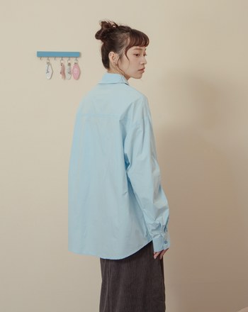 ➤廓型袖隱形口袋長袖襯衫(兩色)