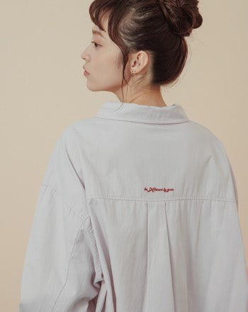 ➤抗皺英文標語繡花純棉長袖襯衫(兩色)