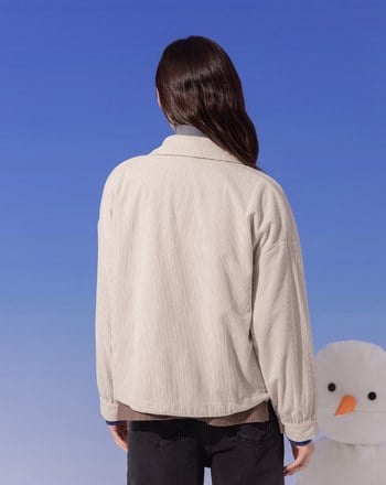 ➤微笑條絨抽繩長袖襯衫(三色)