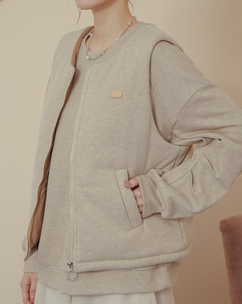 ➤仿羊絨坑條保暖拉鍊背心(兩色)