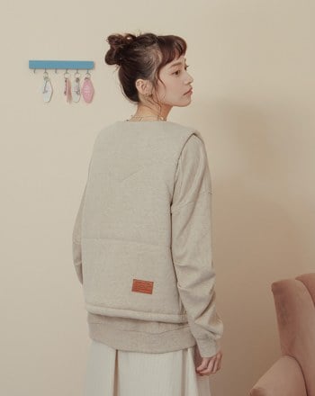 ➤仿羊絨坑條保暖拉鍊背心(兩色)