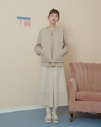 ➤仿羊絨坑條保暖拉鍊背心(兩色)