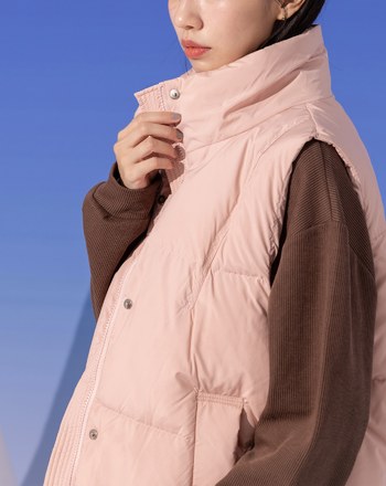 ➤下擺抽繩立領羽絨背心(兩色)