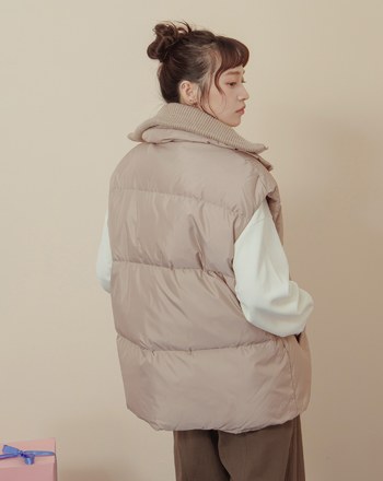 ➤雙拉鍊羅紋高領羽絨背心(兩色)