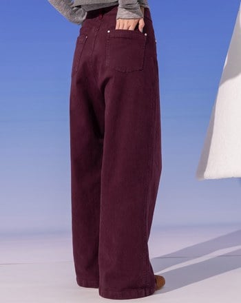 好比例豹紋拼接直筒寬褲(兩色)