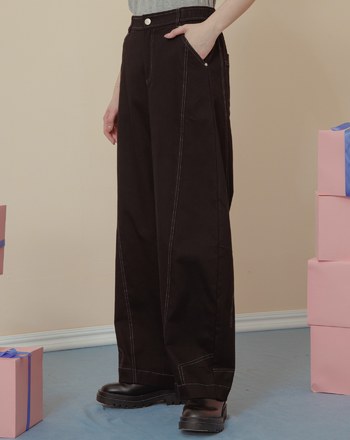 配色壓線造型剪接彎刀褲(兩色)