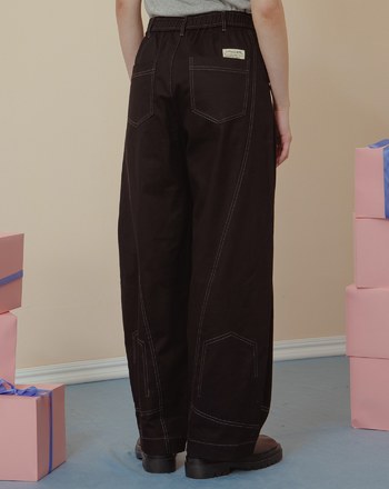 配色壓線造型剪接彎刀褲(兩色)