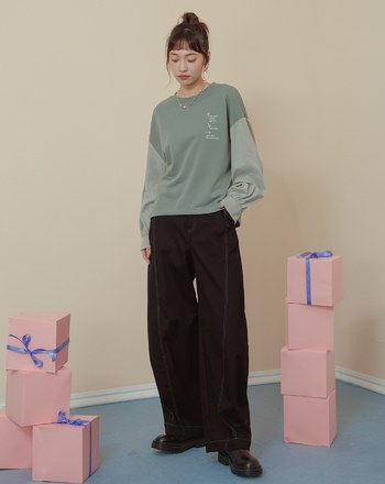 配色壓線造型剪接彎刀褲(兩色)