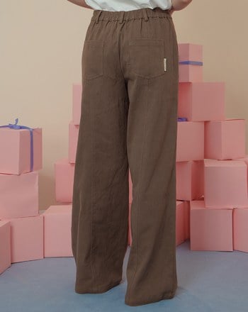 好比例不對稱壓線直筒寬褲(兩色)