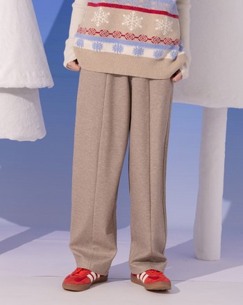 仿毛呢立體繭型長褲(兩色)