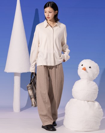 仿毛呢立體繭型長褲(兩色)