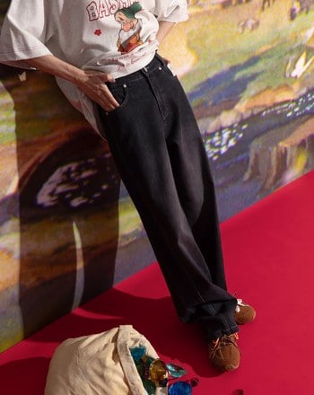 迪士尼系列 萬事通繡花直筒顯瘦牛仔褲(兩色)