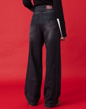 迪士尼系列 萬事通繡花直筒顯瘦牛仔褲(兩色)