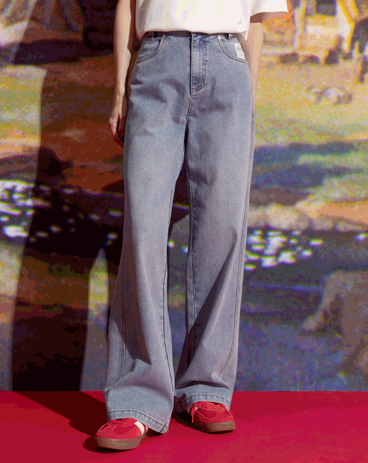 迪士尼系列 萬事通繡花直筒顯瘦牛仔褲(兩色)