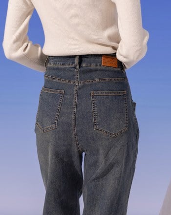 ➤設計腰頭彈性合身牛仔褲(兩色)