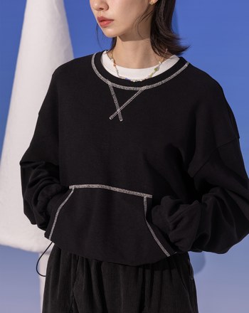 假兩件異材質拼接密拷造型抽繩洋裝(兩色)