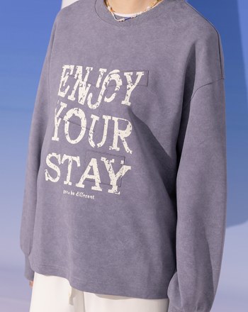 特殊蠟洗復古標語印花大學T(兩色)