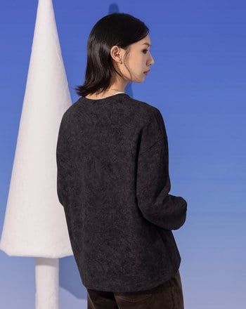 特殊蠟洗復古標語印花大學T(兩色)