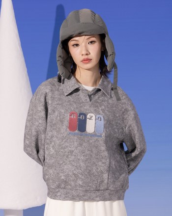 特殊蠟洗立體修身剪接短版polo領上衣(兩色)