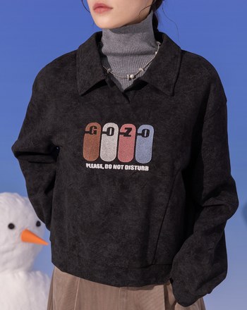 特殊蠟洗立體修身剪接短版polo領上衣(兩色)