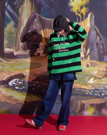 迪士尼系列 寶石繡花條紋長袖POLO衫(兩色)