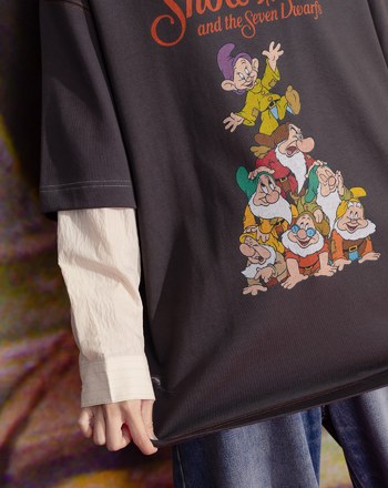 迪士尼系列 小矮人疊疊樂抗菌厚磅寬鬆T恤(兩色)