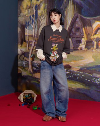 迪士尼系列 小矮人疊疊樂抗菌厚磅寬鬆T恤(兩色)