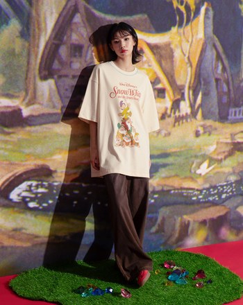 迪士尼系列 小矮人疊疊樂抗菌厚磅寬鬆T恤(兩色)