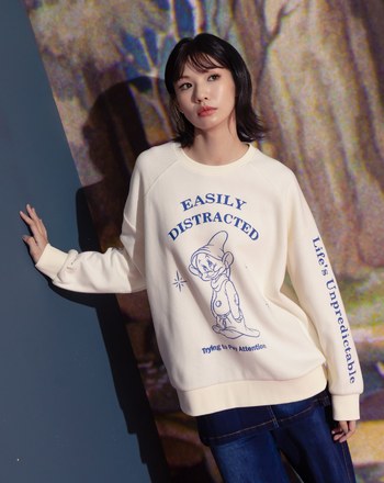 迪士尼系列 糊塗蛋發呆磨毛寬鬆大學T(兩色)