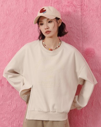 奶奶滑雪條絨拉鍊造型大學T(兩色)