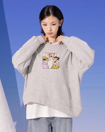 發熱LET'S SKI不對稱下擺大學T(兩色)