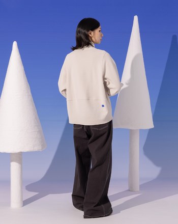 北極熊滑雪印花立體織紋大學T(兩色)