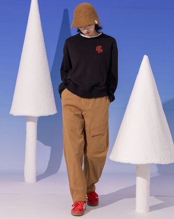 發熱斑駁印花落肩大學T(兩色)